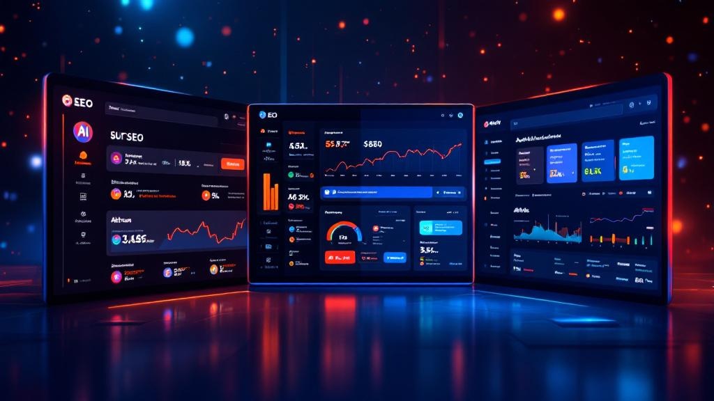 best AI tools for SEO comparison showing Surfer SEO Semrush and Ahrefs