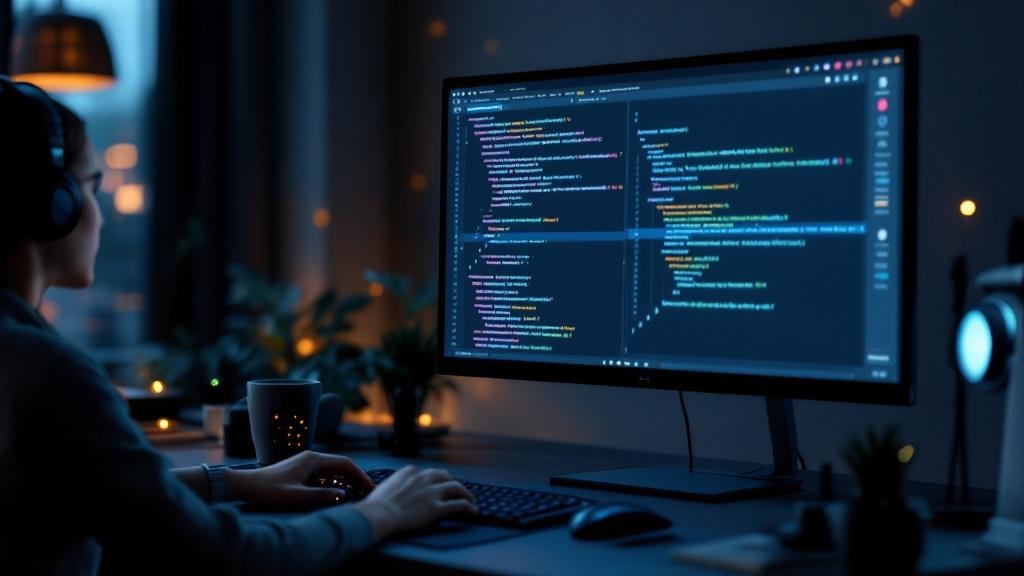Developer using Cursor vs GitHub Copilot AI code assistant