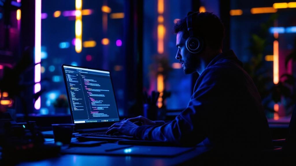 Developer using AI code editor Copilot Cursor Windsurf