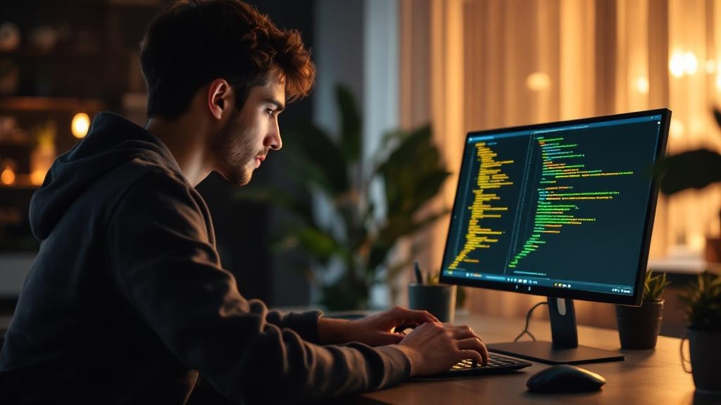 beginner developer using ai coding tools on laptop