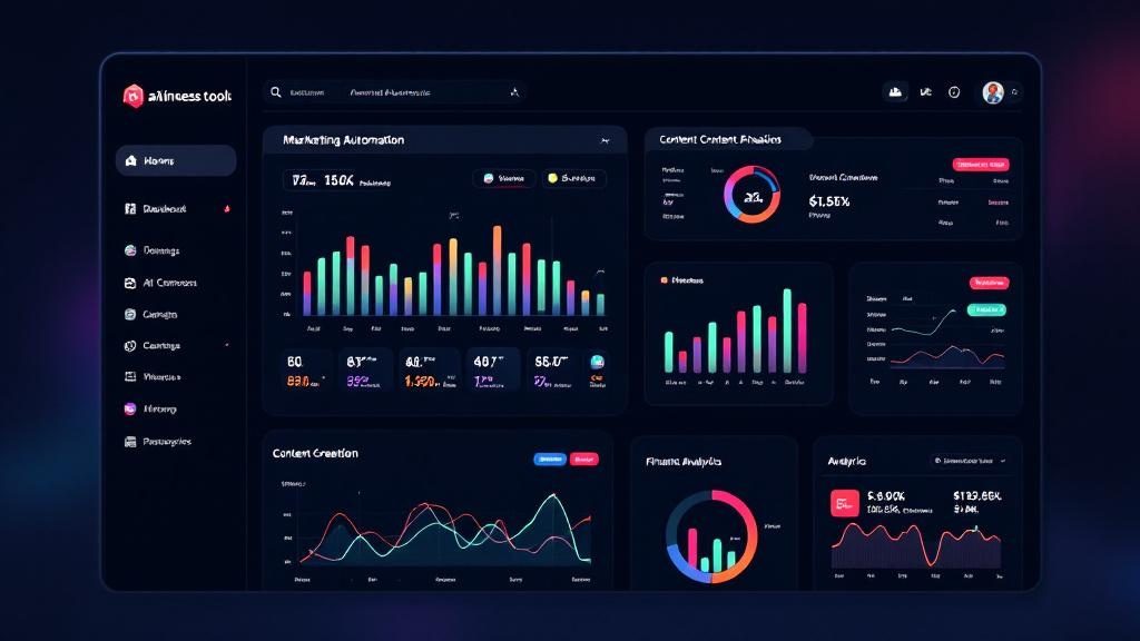 AI tools to start a business dashboard showing marketing automation