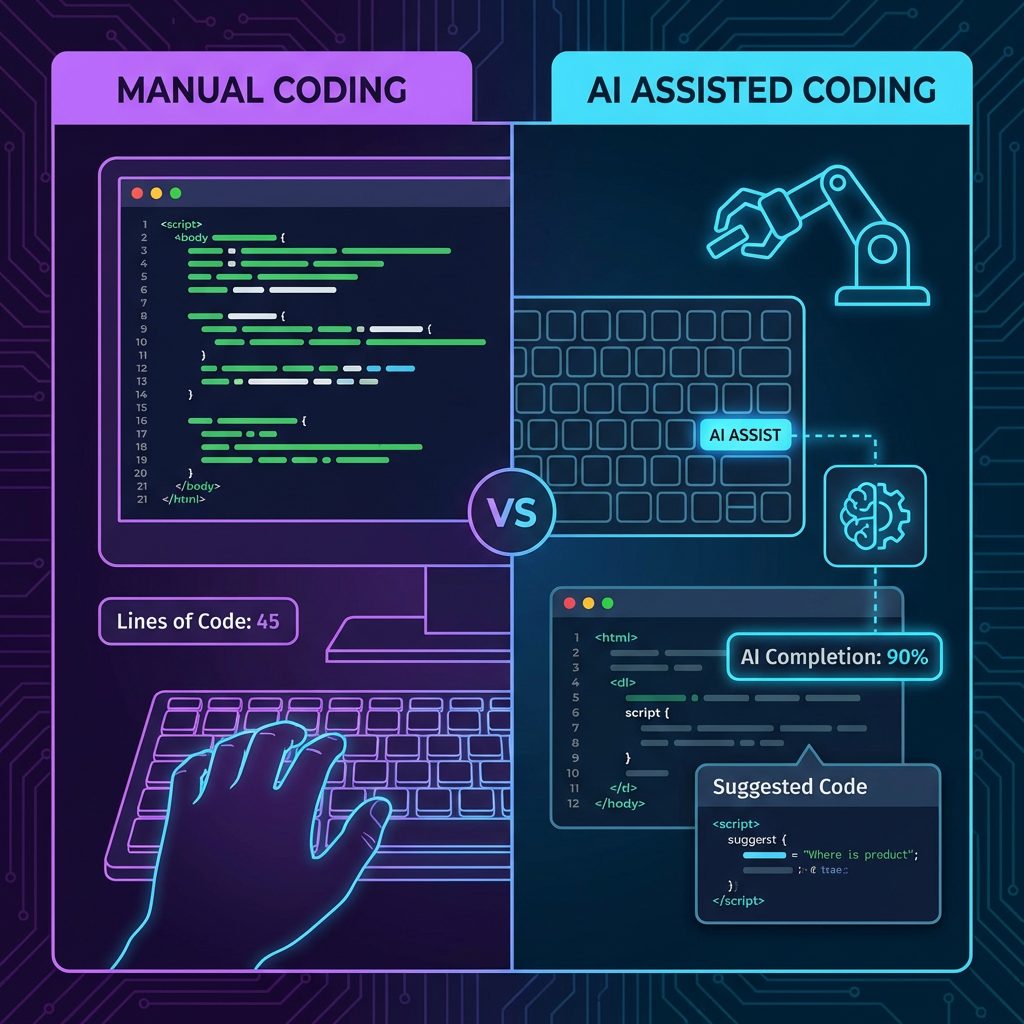 Cursor AI review comparison of manual coding versus AI-assisted development