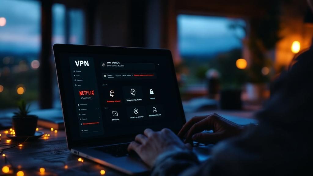 PIA VPN review streaming test with secure connection on laptop